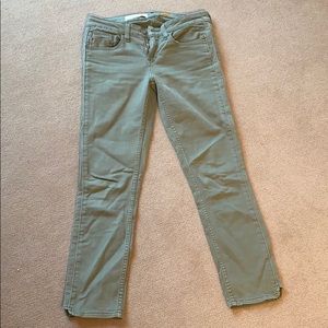 Pilcro and the letterpress cropped olive jeans